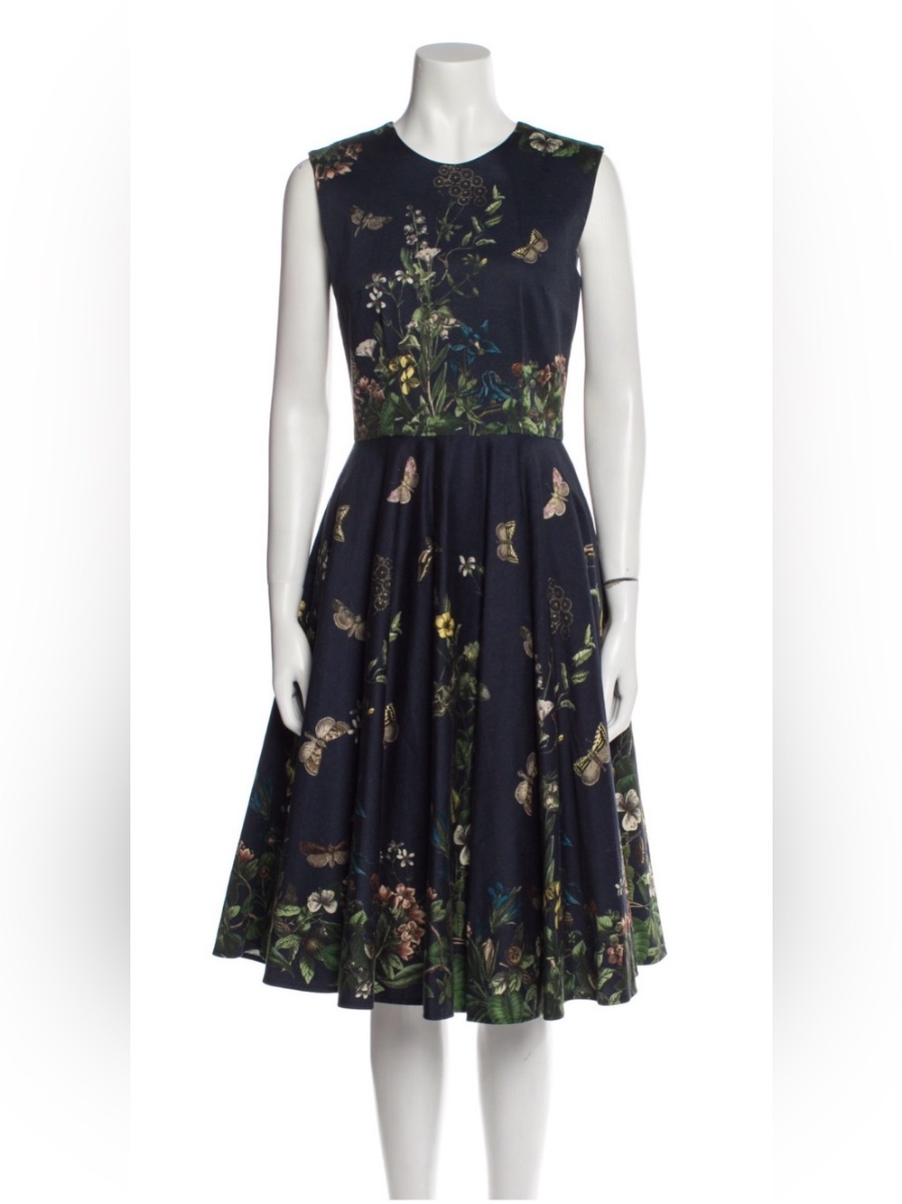 Lena Hoschek Black Floral & Butterfly Fit-and-Flare Garden Society Dress - Small